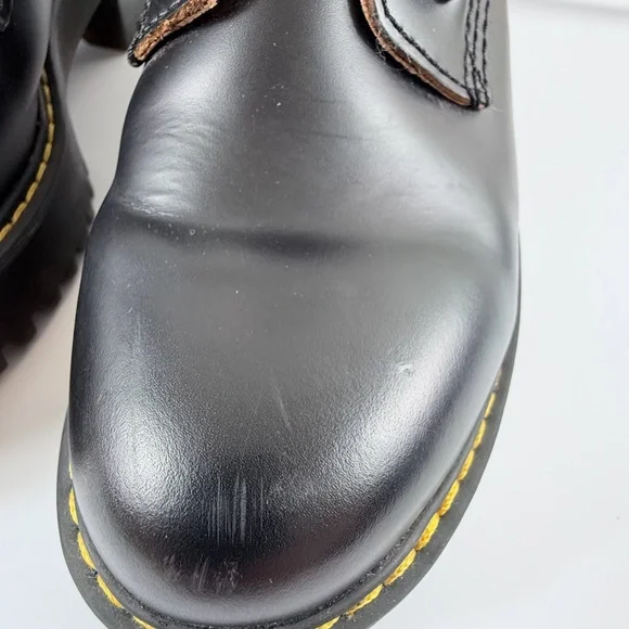 Dr. Martens Leona Vintage Smooth leather heeled platform boots in black Size 8 - Picture 9 of 10